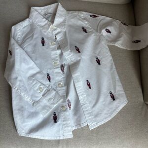 Janie and Jack White Shirt with Red Toy Soldier Print